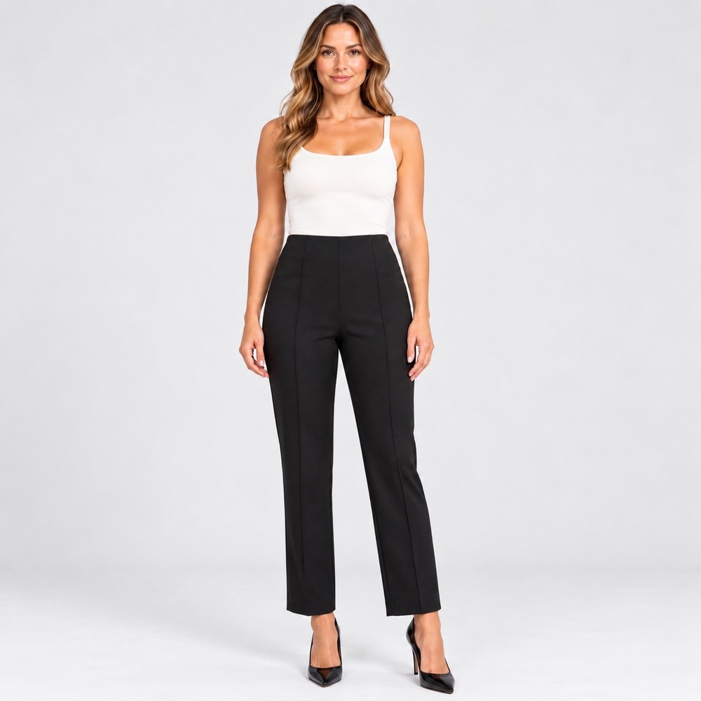 Rachel Zoe Black Pintuck High Rise Pull On Ankle Trousers | Size 6